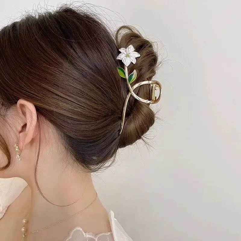 Spring Flower Hairpin for Women Sweet Green Gold — feature 6