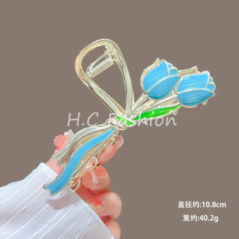 Spring Flower Hairpin for Women Sweet Green Gold — feature 27