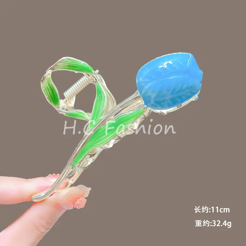 Spring Flower Hairpin for Women Sweet Green Gold — feature 35