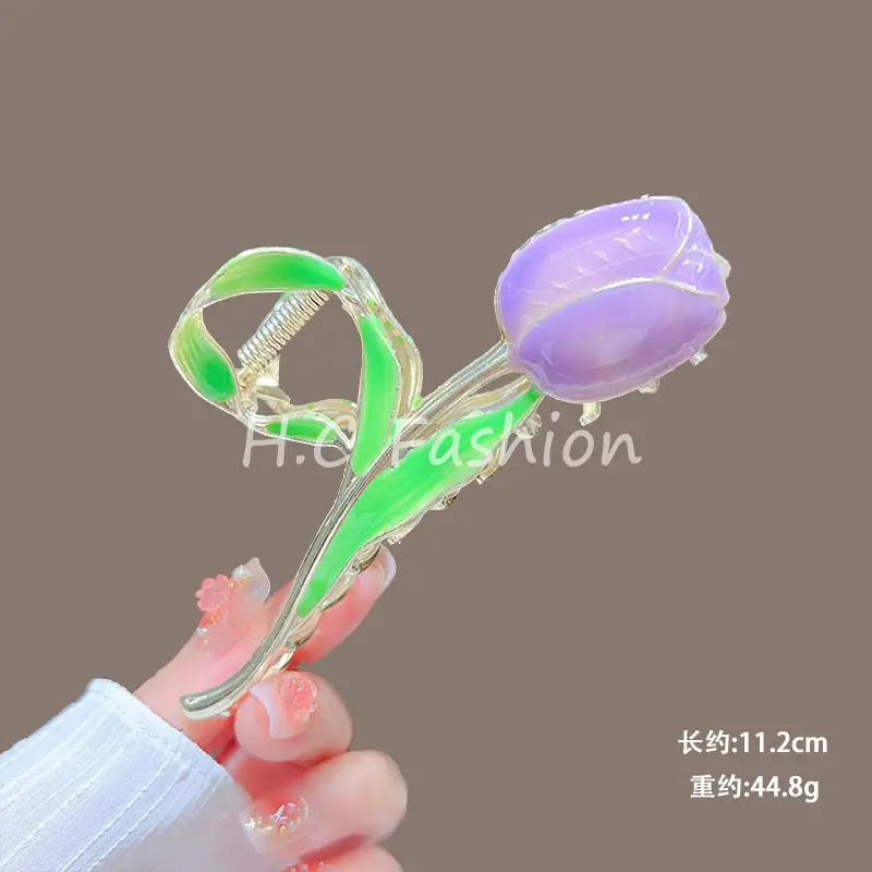 Spring Flower Hairpin for Women Sweet Green Gold — feature 36