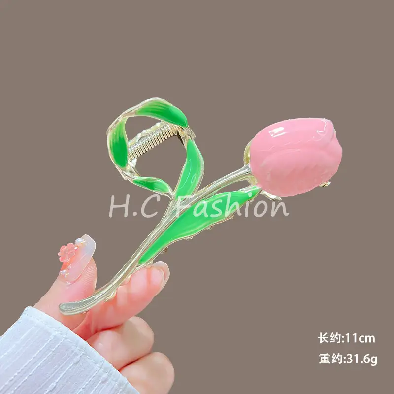 Spring Flower Hairpin for Women Sweet Green Gold — feature 34