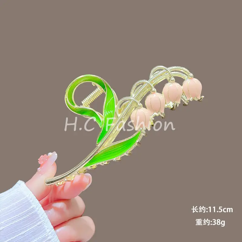 Spring Flower Hairpin for Women Sweet Green Gold — feature 33