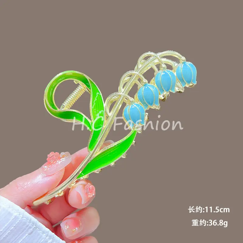 Spring Flower Hairpin for Women Sweet Green Gold — feature 32