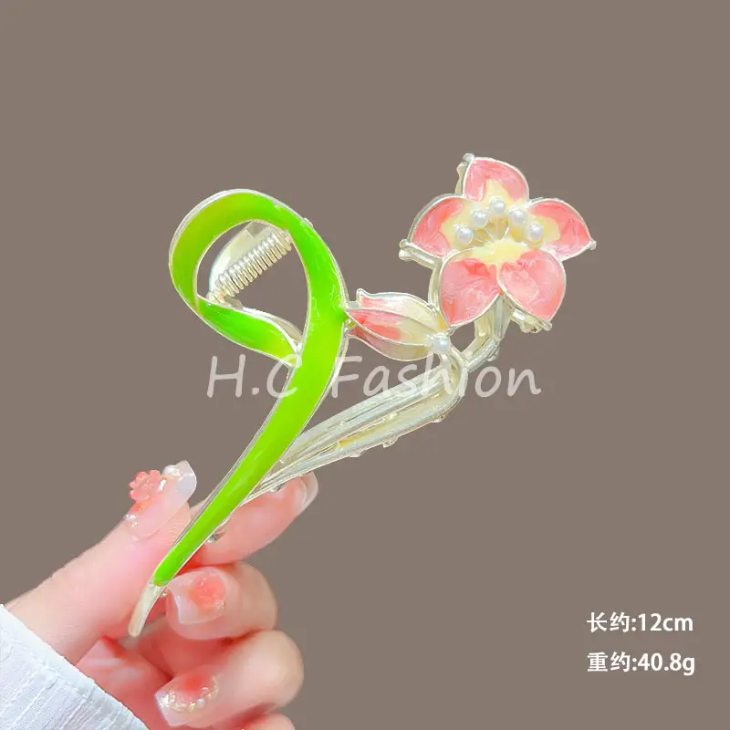 Spring Flower Hairpin for Women Sweet Green Gold — feature 29