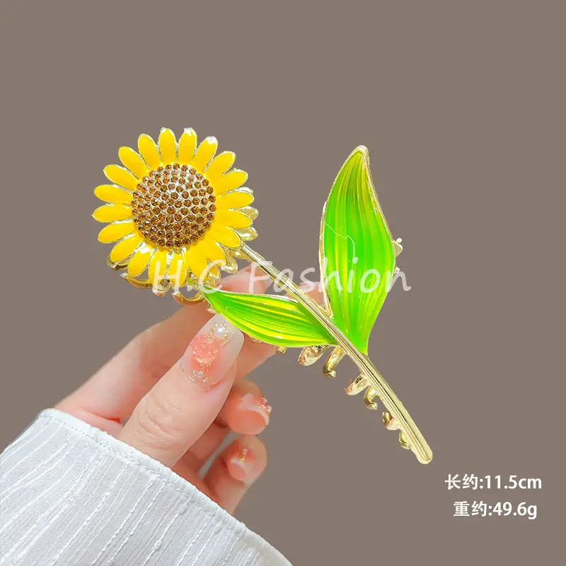 Spring Flower Hairpin for Women Sweet Green Gold — feature 15