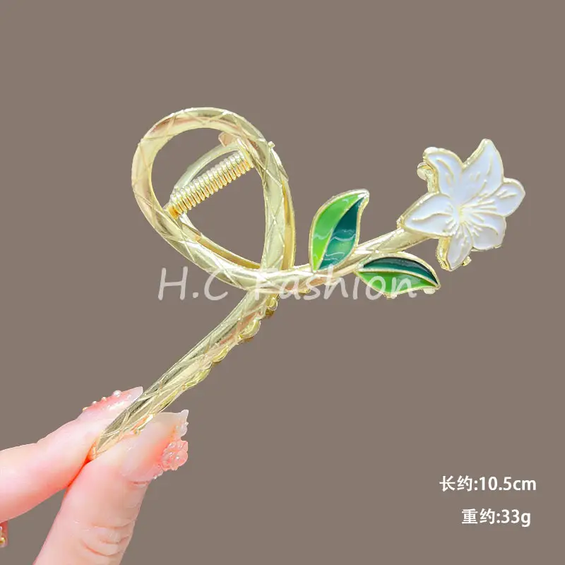 Spring Flower Hairpin for Women Sweet Green Gold — feature 23