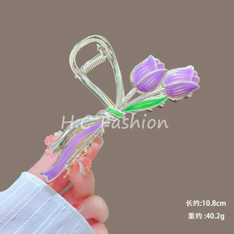 Spring Flower Hairpin for Women Sweet Green Gold — feature 28