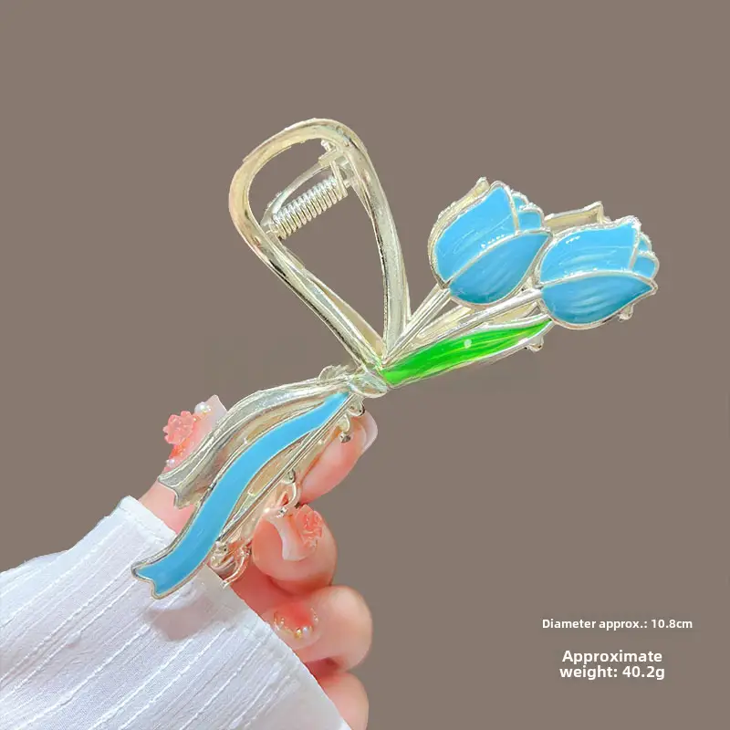 Spring Flower Hairpin for Women Sweet Green Gold - Image 9