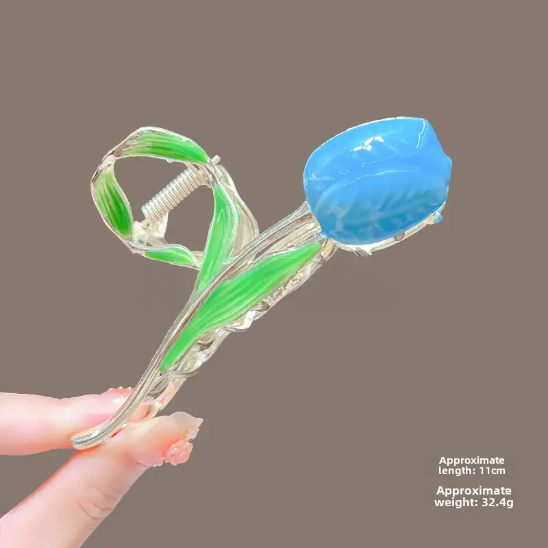 Spring Flower Hairpin for Women Sweet Green Gold - Image 11