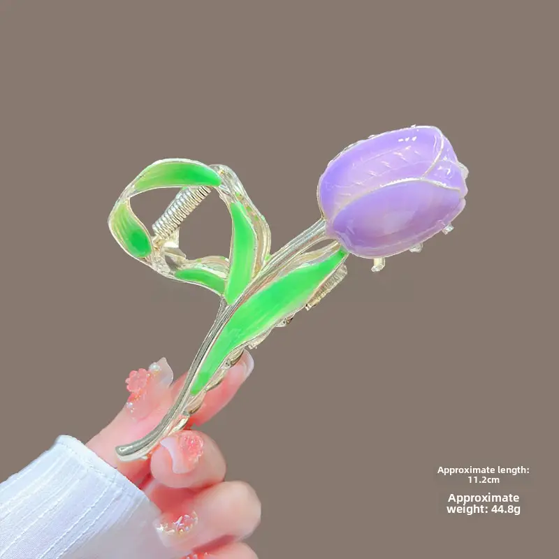 Spring Flower Hairpin for Women Sweet Green Gold - Image 12