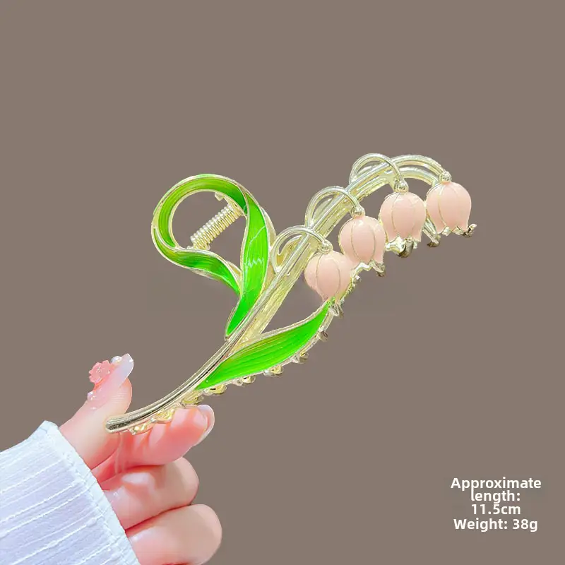 Spring Flower Hairpin for Women Sweet Green Gold - Image 14