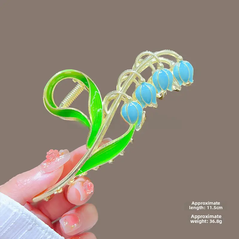 Spring Flower Hairpin for Women Sweet Green Gold - Image 15