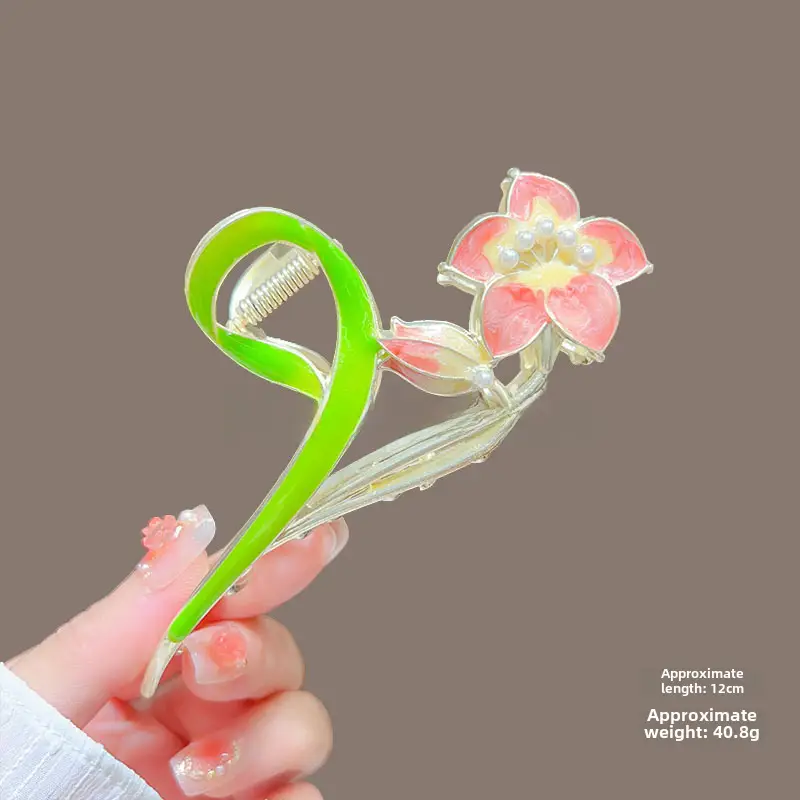 Spring Flower Hairpin for Women Sweet Green Gold - Image 17