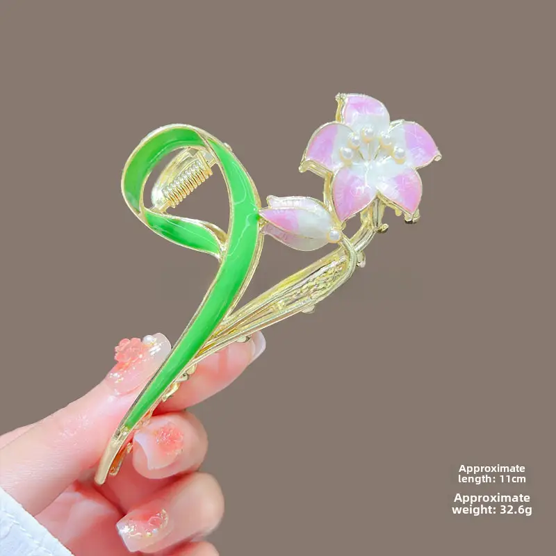 Spring Flower Hairpin for Women Sweet Green Gold - Image 18