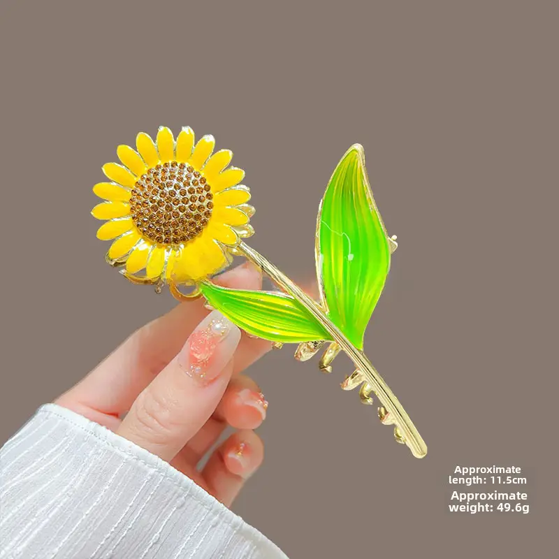 Spring Flower Hairpin for Women Sweet Green Gold - Image 2