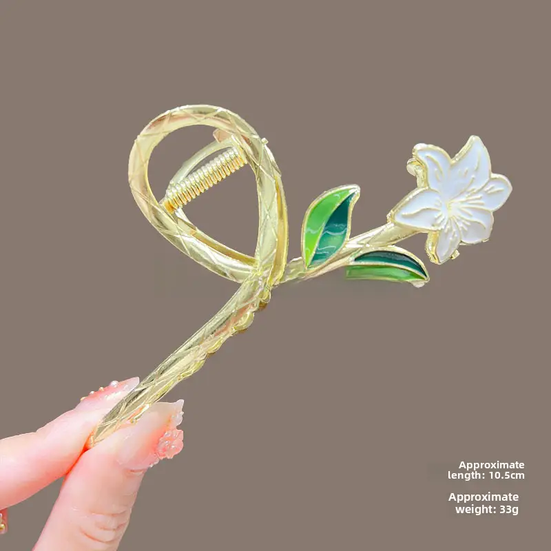 Spring Flower Hairpin for Women Sweet Green Gold - Image 7