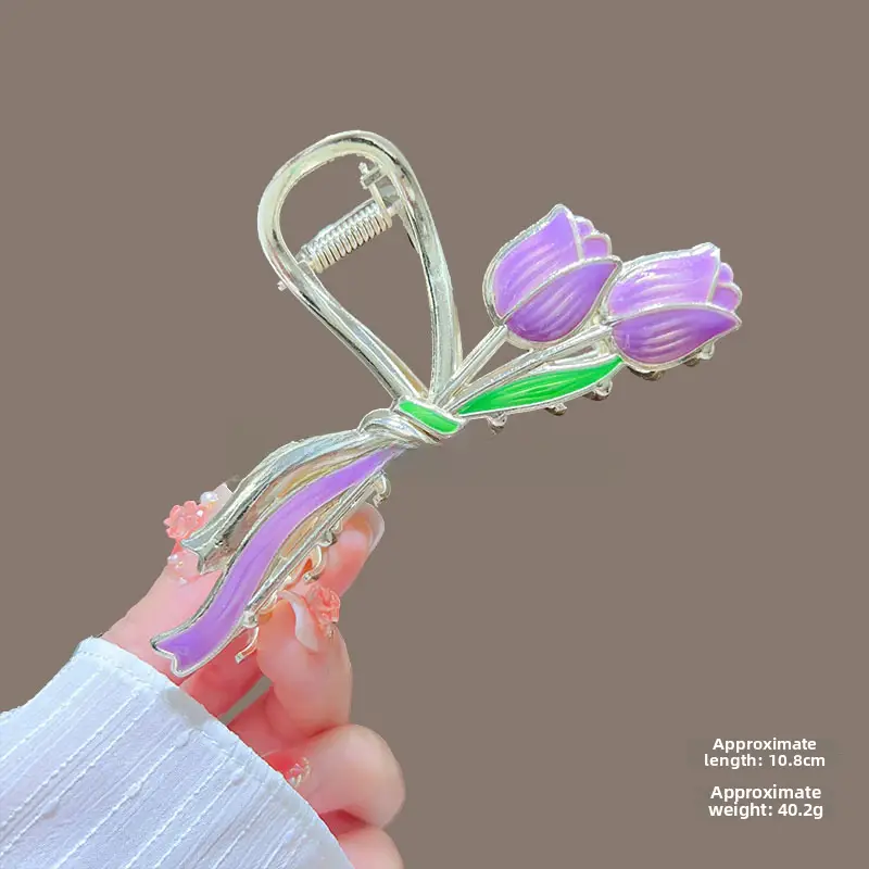 Spring Flower Hairpin for Women Sweet Green Gold - Image 8