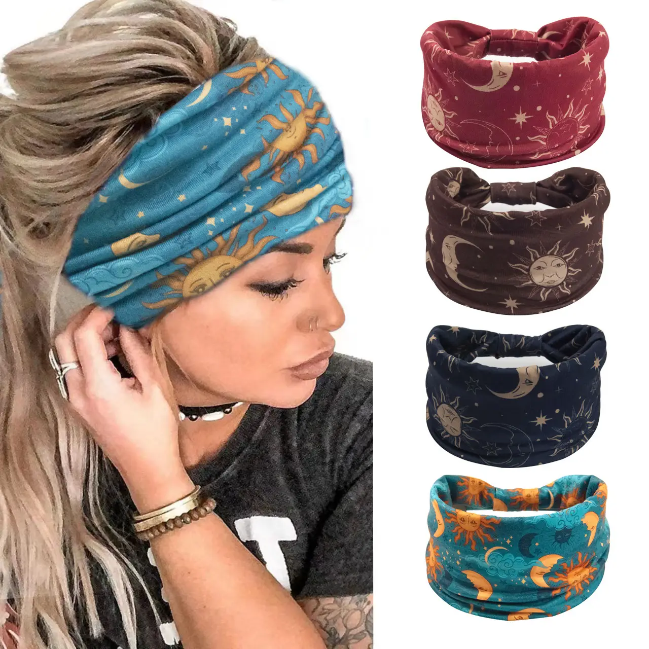 Star Moon Printed Hair Band for Women - Image 10