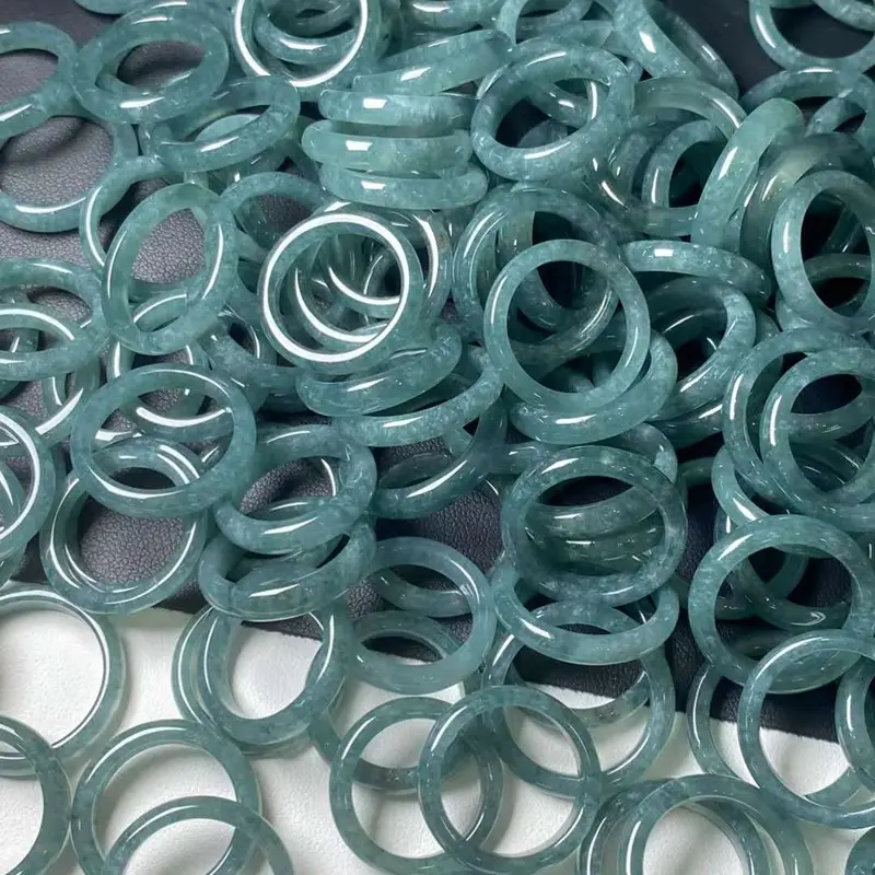 Myanmar Natural Jade Ring Jewelry A Blue Water Jade - Image 2