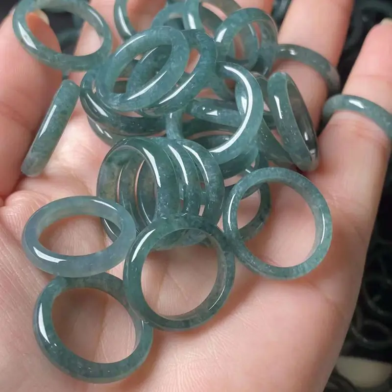 Myanmar Natural Jade Ring Jewelry A Blue Water Jade - Image 4