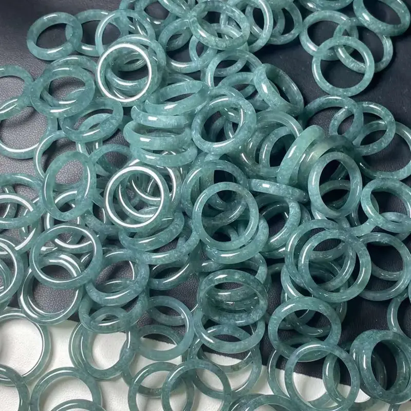 Myanmar Natural Jade Ring Jewelry A Blue Water Jade - Image 5