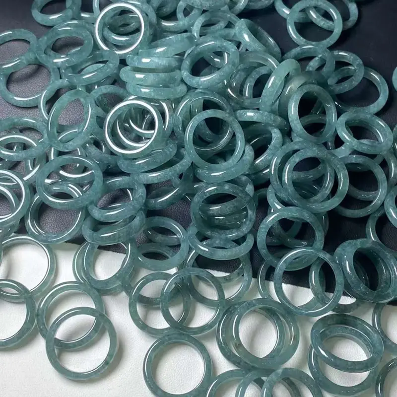 Myanmar Natural Jade Ring Jewelry A Blue Water Jade — feature 6