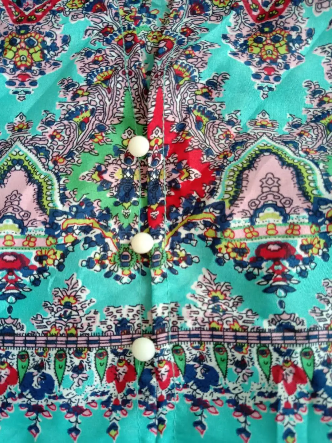 Printed Printed Long Sleeve Printed Dress Red Blue — feature 4