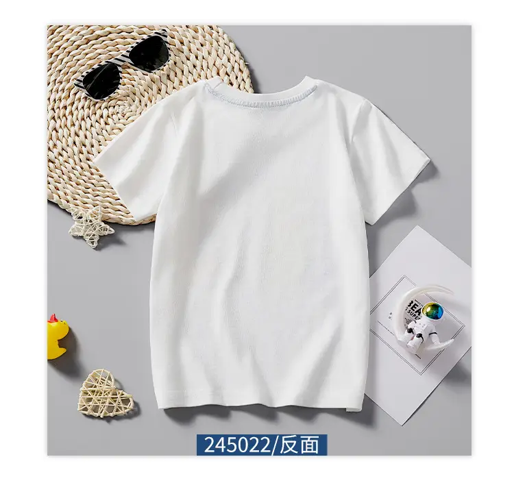 White Cartoon Print Boys T-Shirt 2025 Summer — feature 8