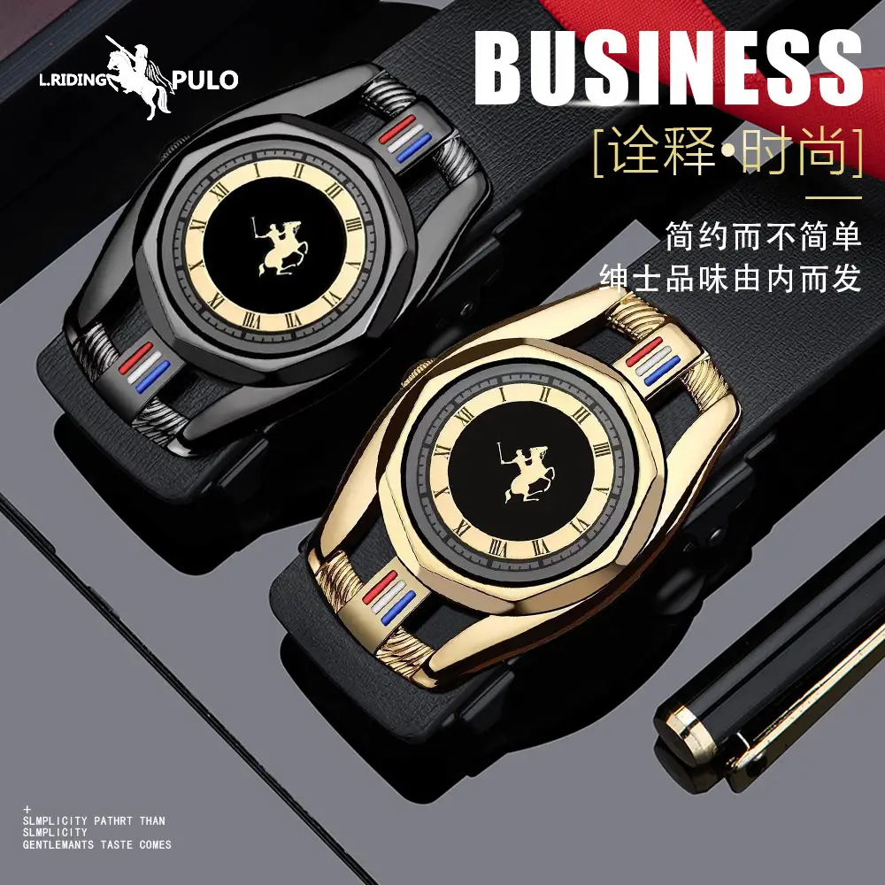 Classic Men's Automatic Buckle Belt with Gold Plated Dial - Image 5
