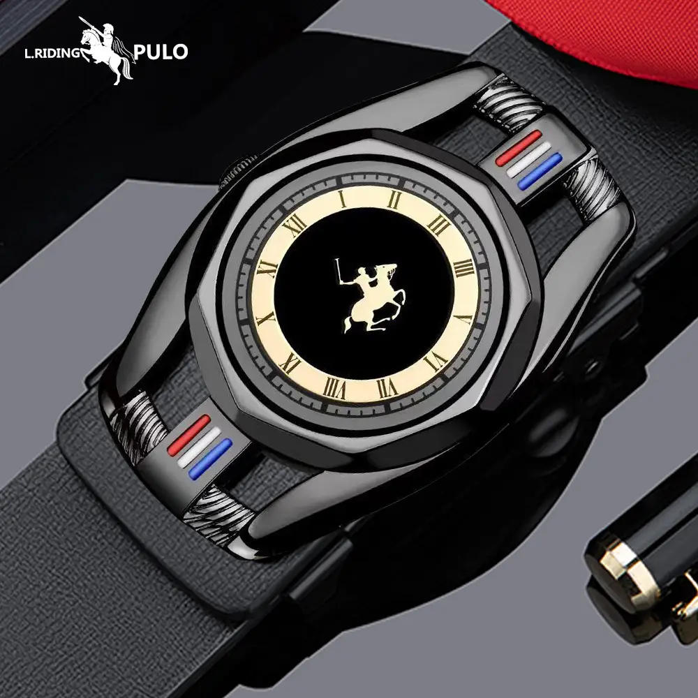 Classic Men's Automatic Buckle Belt with Gold Plated Dial - Image 8