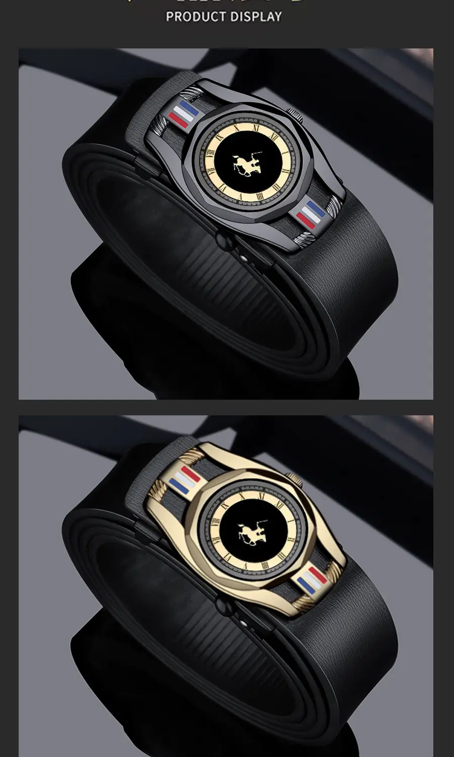 Classic Men's Automatic Buckle Belt with Gold Plated Dial — feature 10