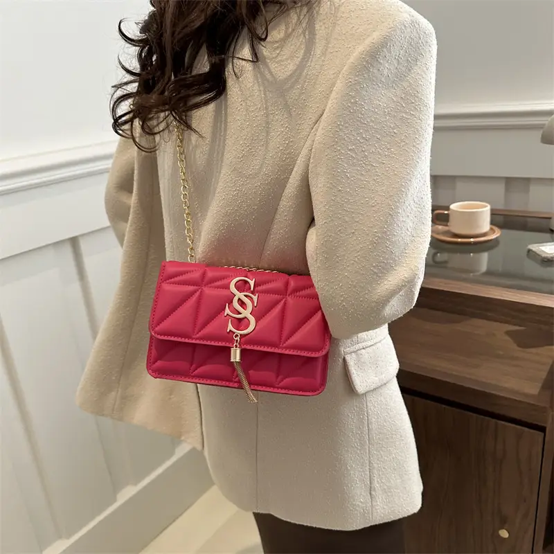 Pink Vintage Chain Crossbody Bag for Women - Image 7