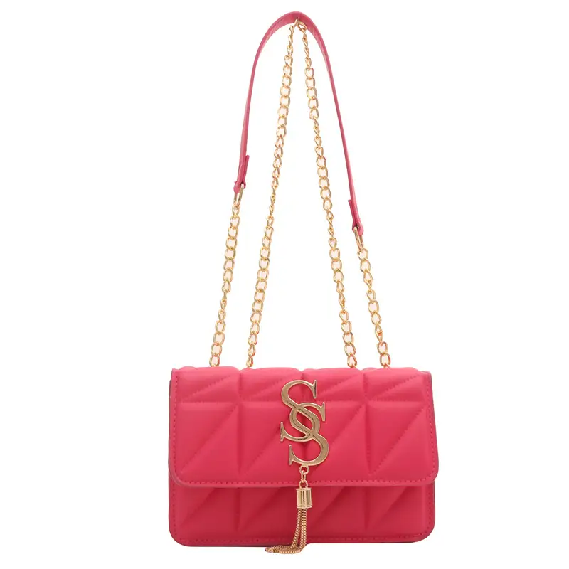 Pink Vintage Chain Crossbody Bag for Women - Image 10