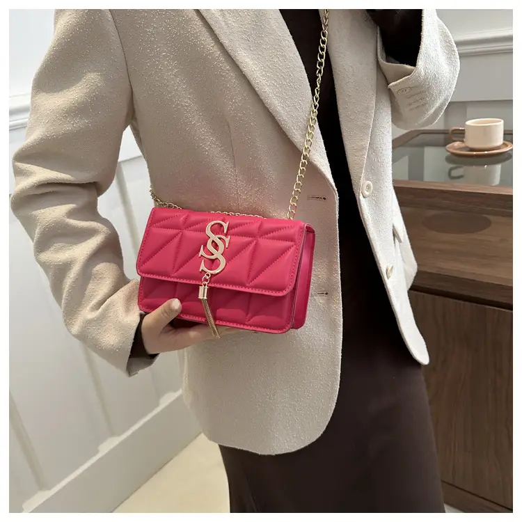 Pink Vintage Chain Crossbody Bag for Women — feature 19