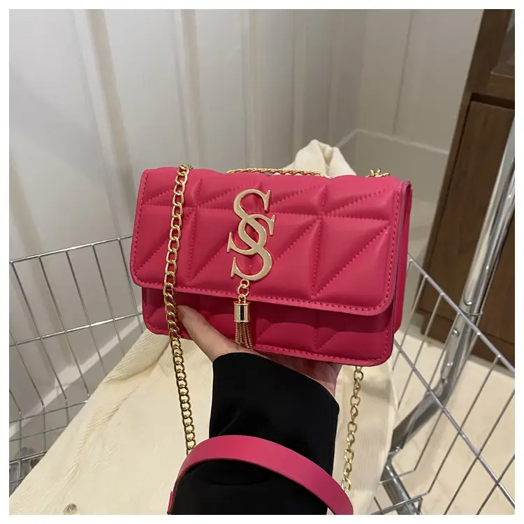 Pink Vintage Chain Crossbody Bag for Women - Image 4