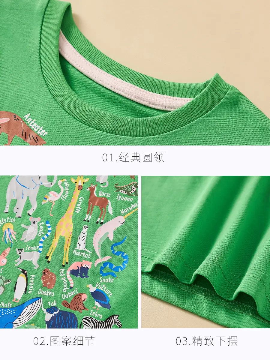 Children's Green Short Sleeve Summer T-Shirt Boys Round Neck 2025 - Image 5
