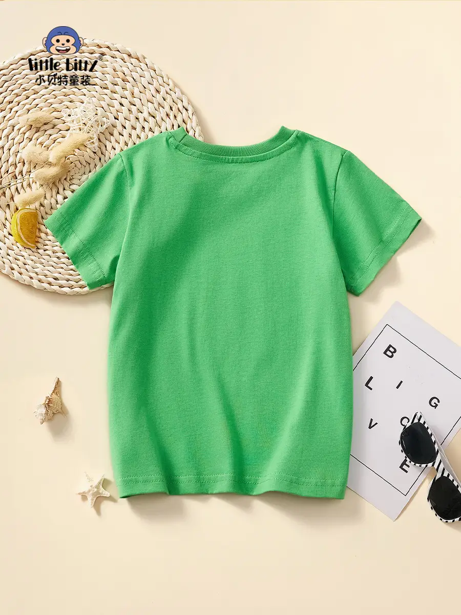 Children's Green Short Sleeve Summer T-Shirt Boys Round Neck 2025 - Image 6