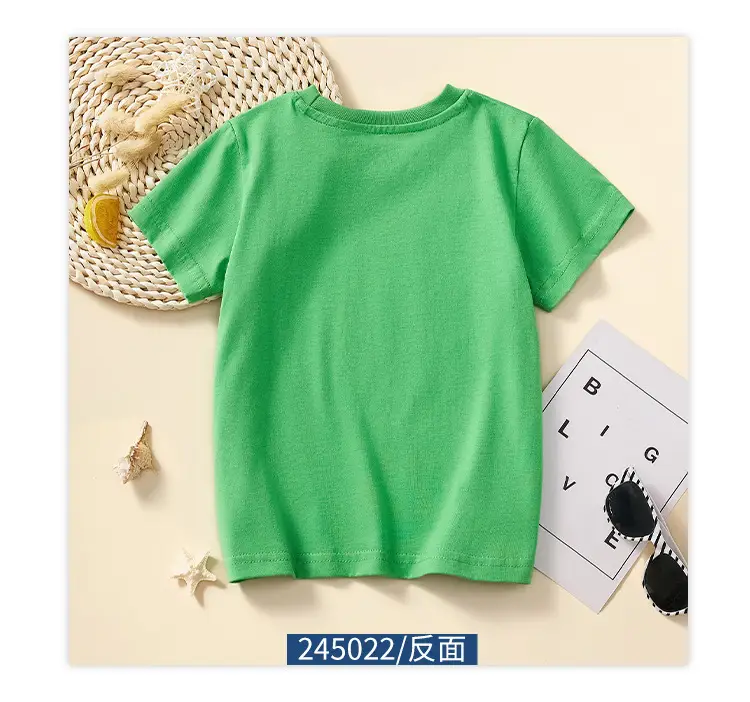 Children's Green Short Sleeve Summer T-Shirt Boys Round Neck 2025 — feature 7