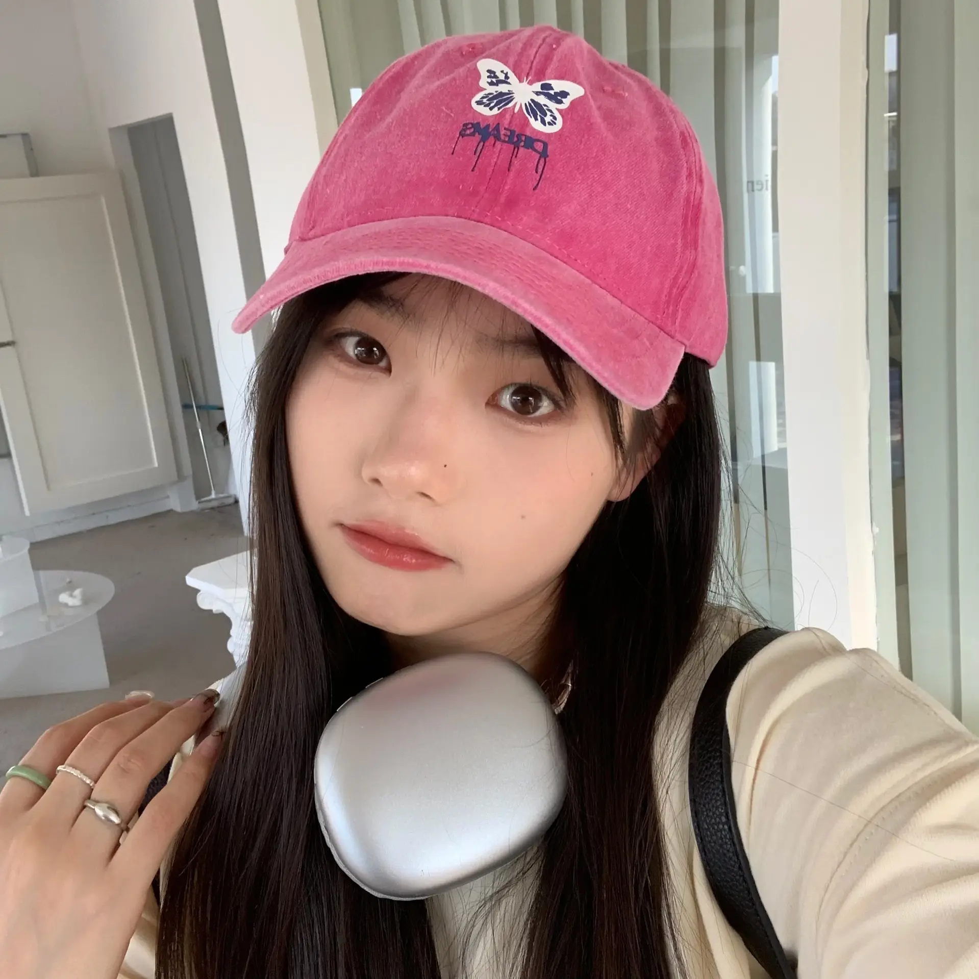 Women's Pink Sweet Bow Washed Baseball Cap - Image 8
