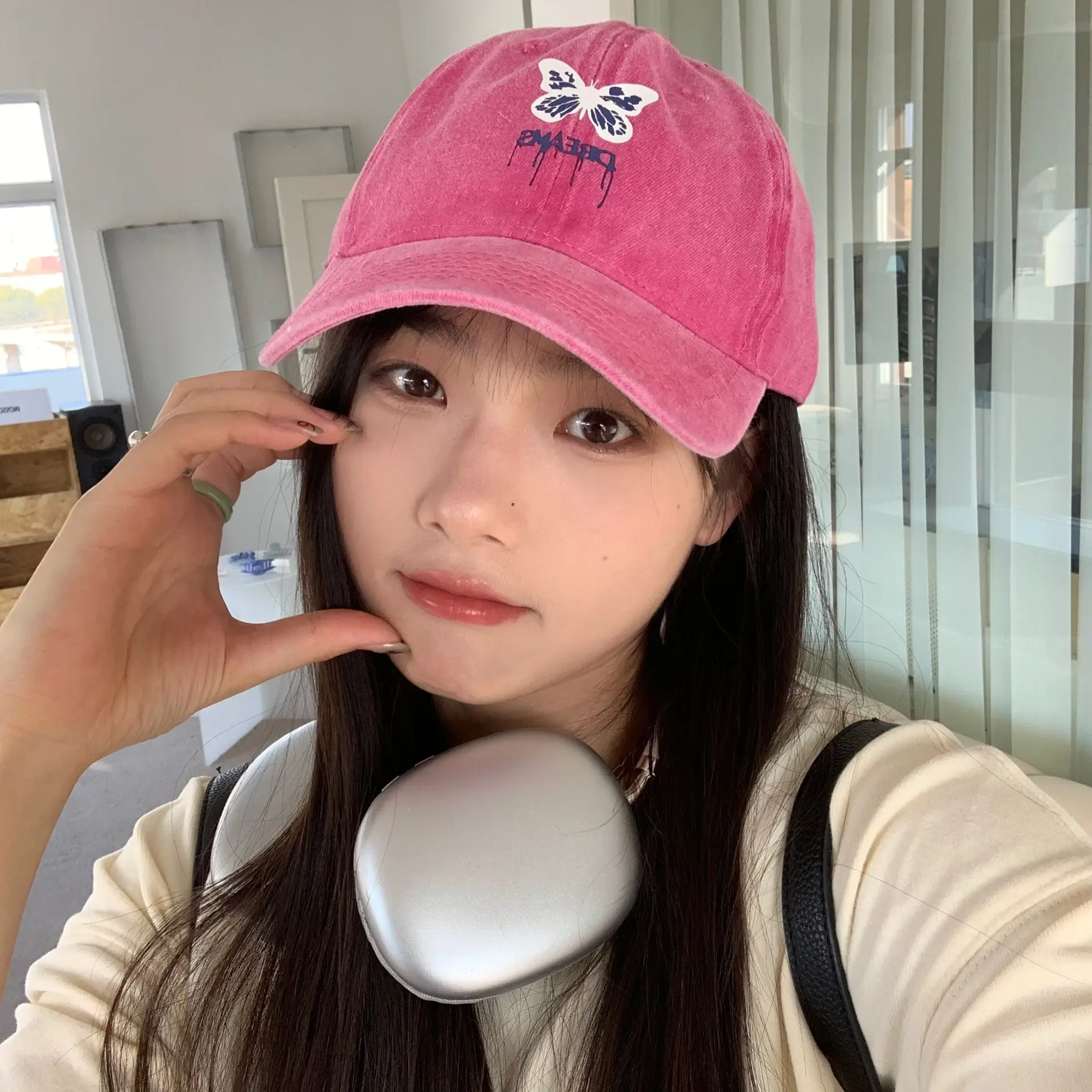 Women's Pink Sweet Bow Washed Baseball Cap - Image 9