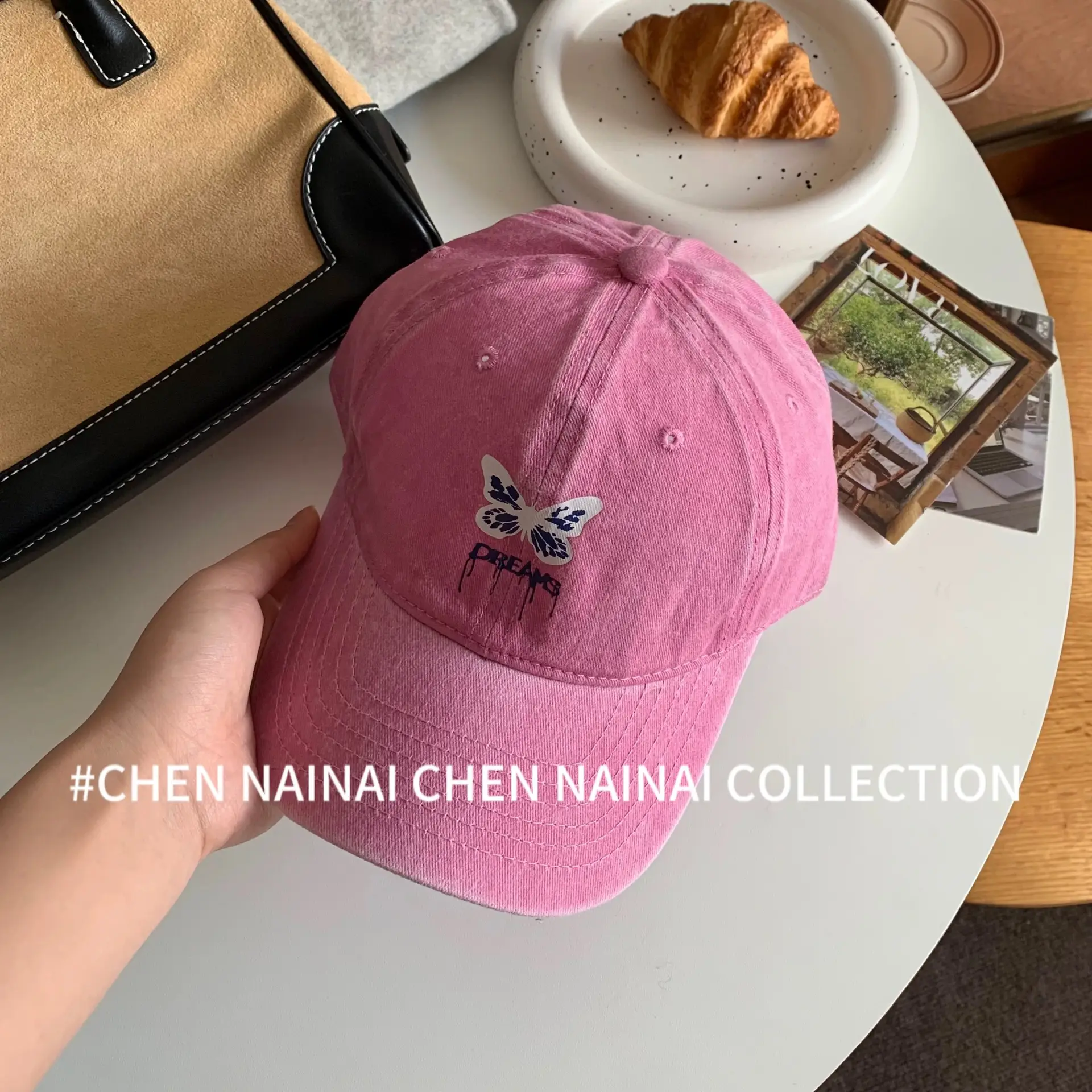 Women's Pink Sweet Bow Washed Baseball Cap - Image 2