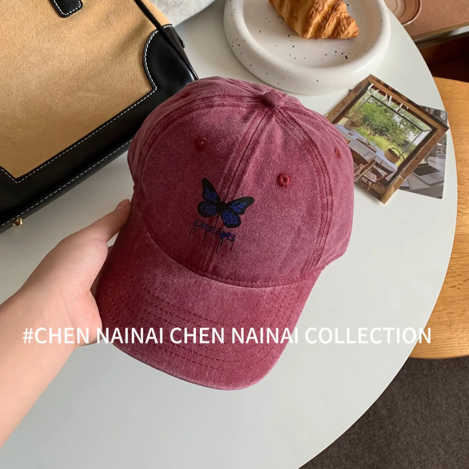 Women's Pink Sweet Bow Washed Baseball Cap - Image 3
