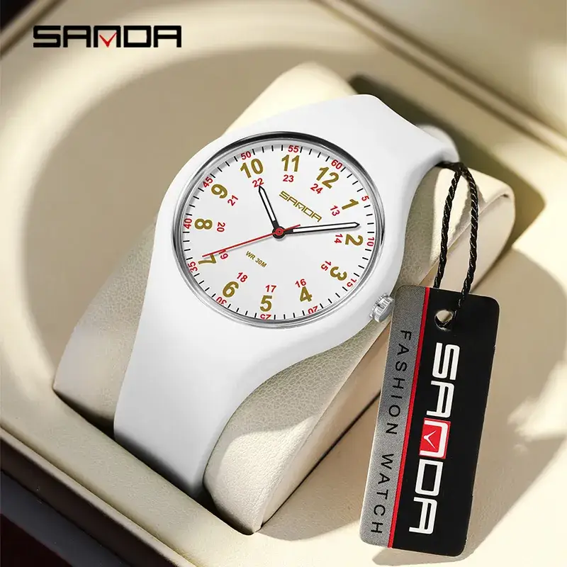 Sanda White Quartz Watch with Interchangeable Strap - Image 11