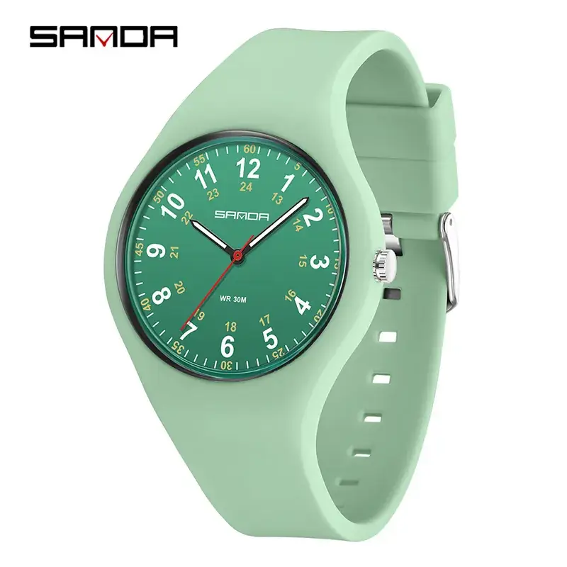 Sanda White Quartz Watch with Interchangeable Strap - Image 6