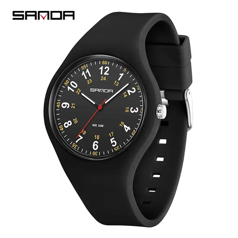 Sanda White Quartz Watch with Interchangeable Strap - Image 7