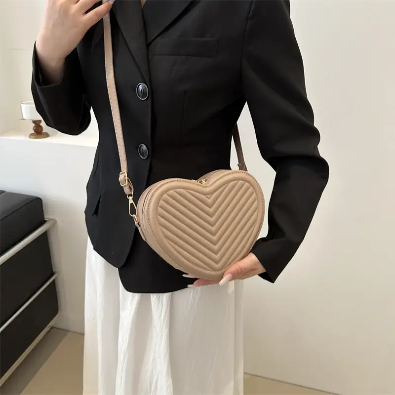 Red Heart-Shaped Shoulder Bag for Women
