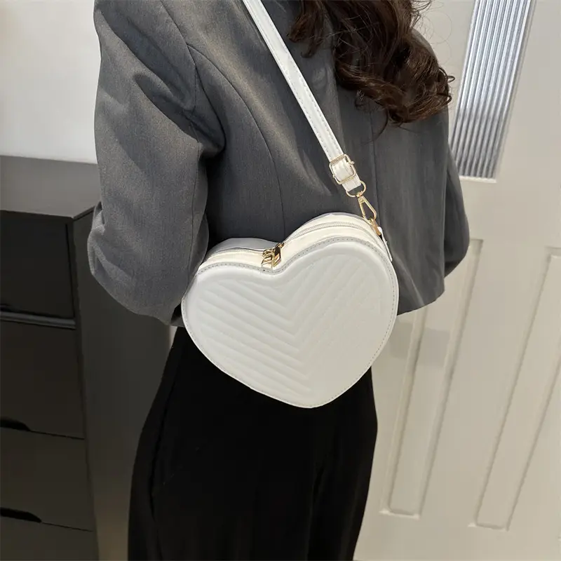 Red Heart-Shaped Shoulder Bag for Women