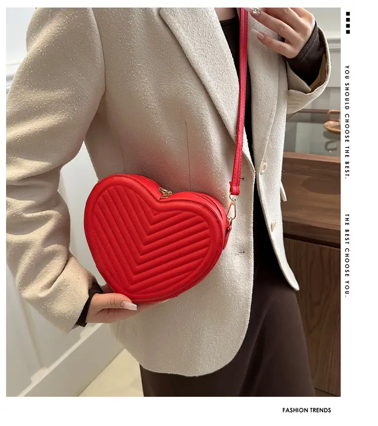 Red Heart-Shaped Shoulder Bag for Women — feature 1