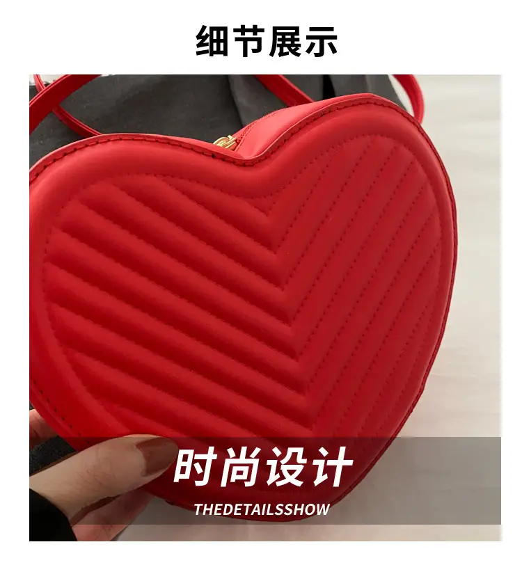 Red Heart-Shaped Shoulder Bag for Women — feature 3