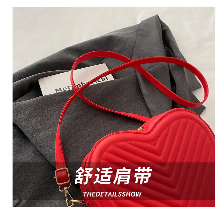 Red Heart-Shaped Shoulder Bag for Women — feature 4